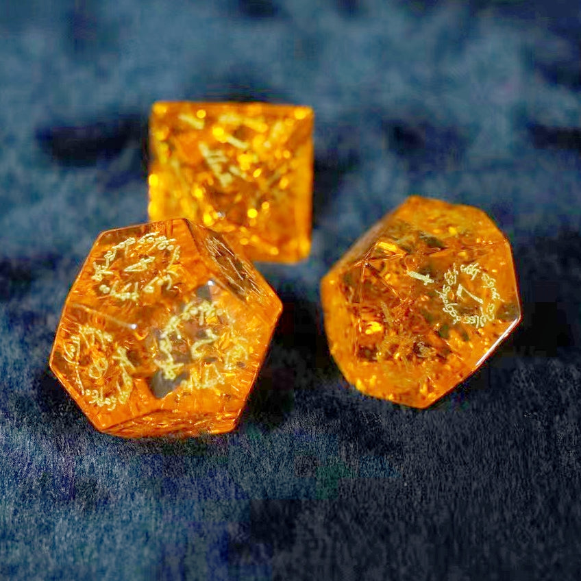 Yellow Crystal DnD dice set, Luxury with attractive designs