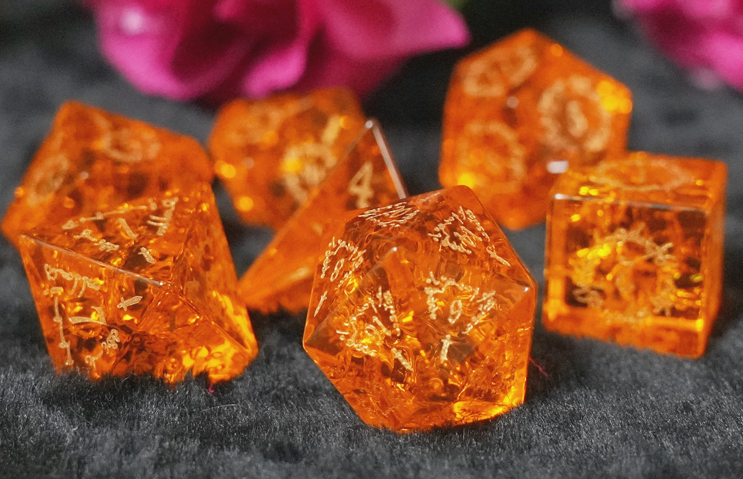 Yellow Crystal DnD dice set, Luxury with attractive designs