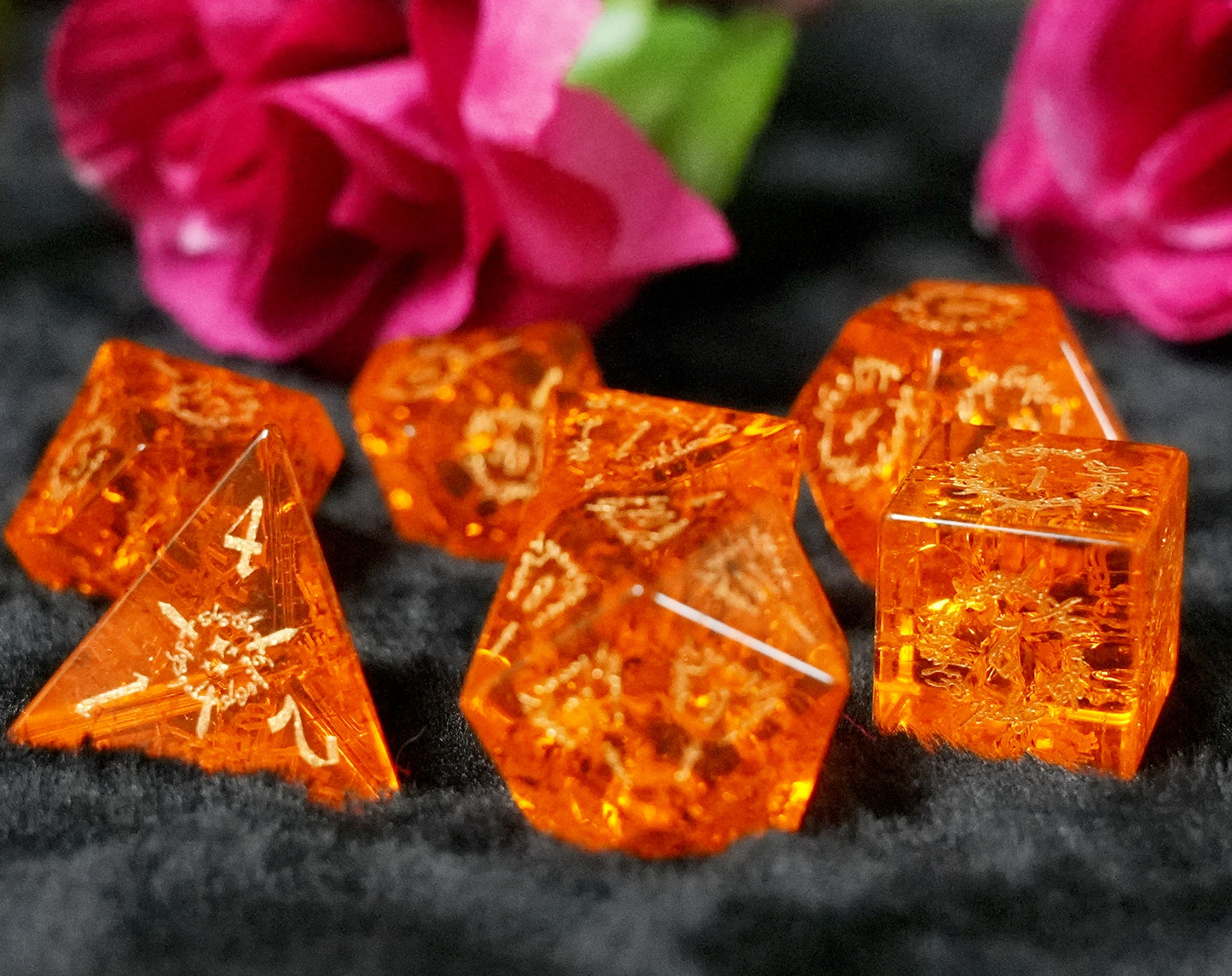 Yellow Crystal DnD dice set, Luxury with attractive designs
