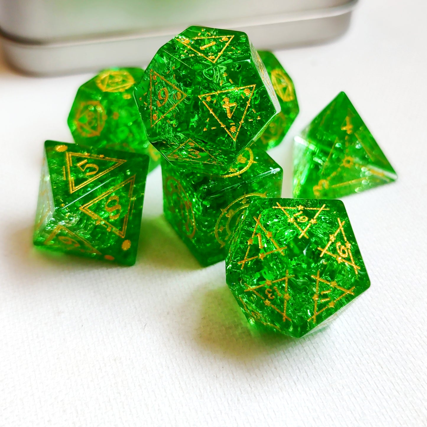 Green Crystal DnD dice set, Luxury with attractive designs