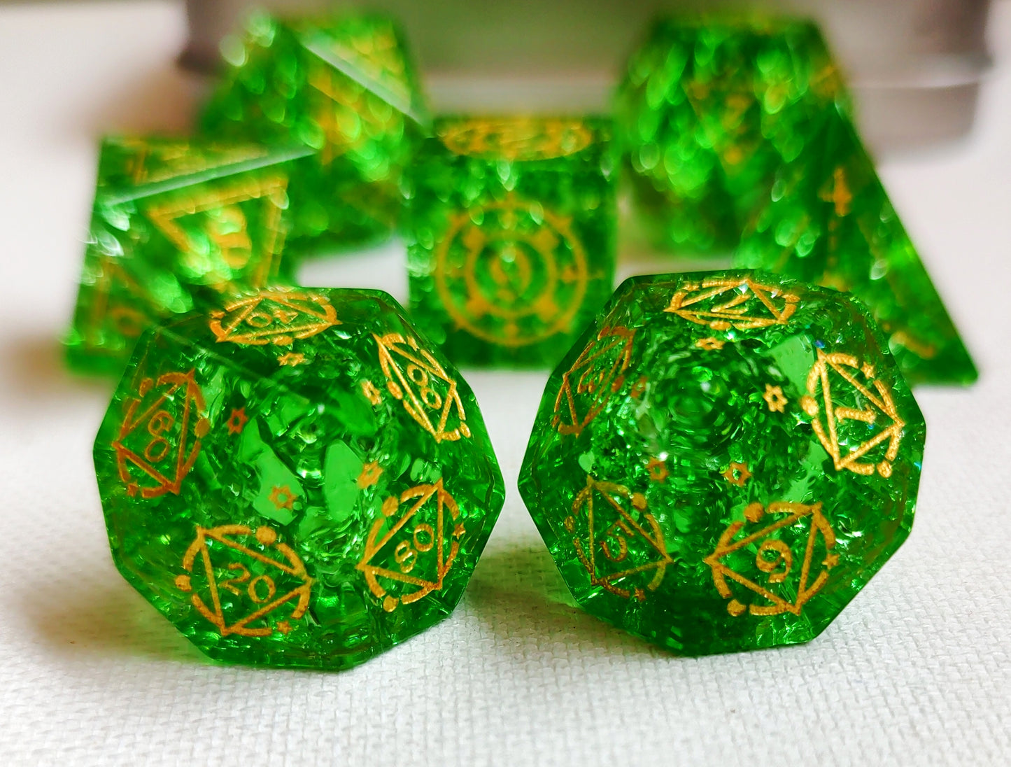 Green Crystal DnD dice set, Luxury with attractive designs