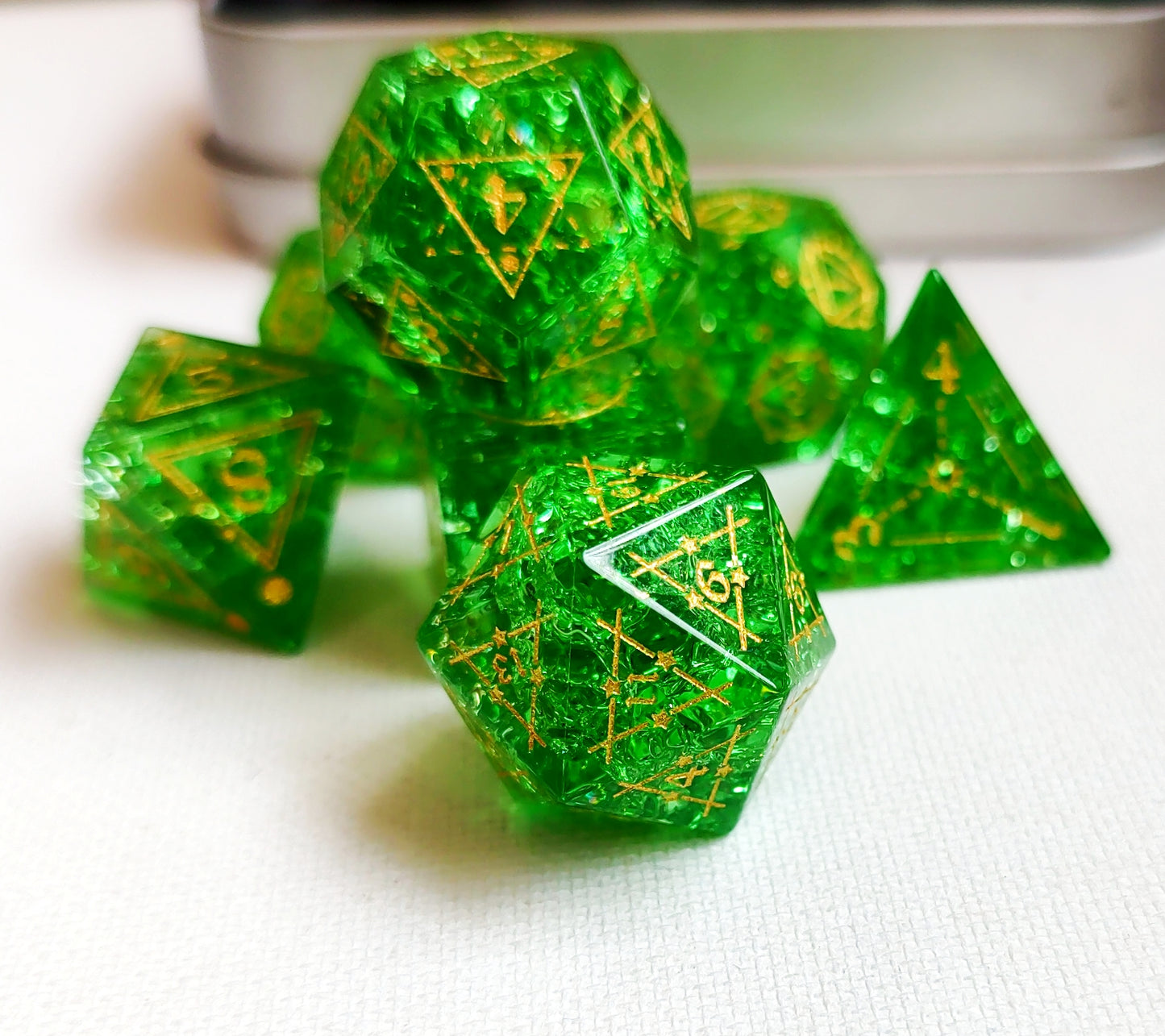 Green Crystal DnD dice set, Luxury with attractive designs