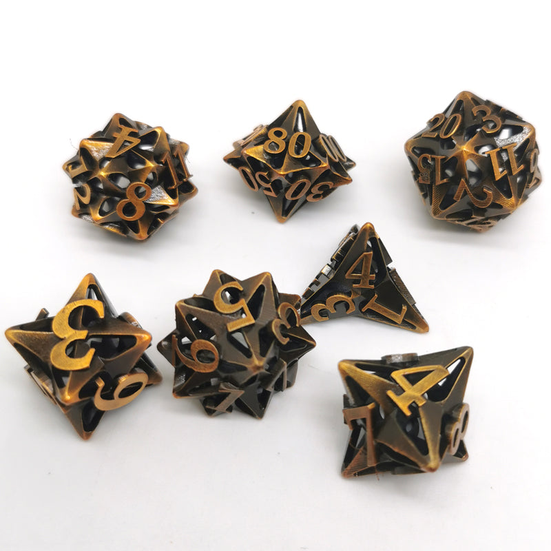 Hollow Metal D&D dice set, Star Design