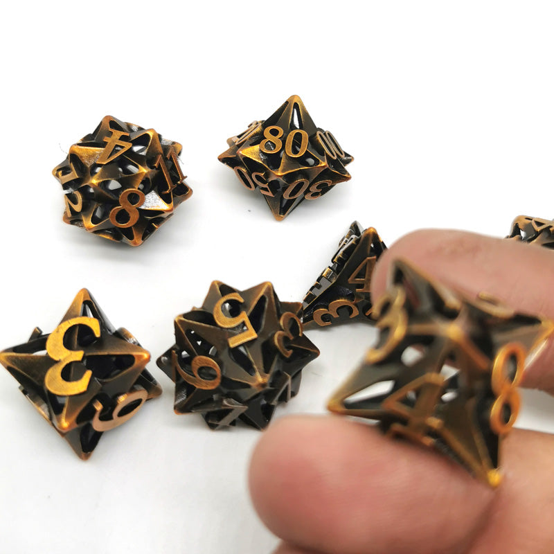 Hollow Metal D&D dice set, Star Design
