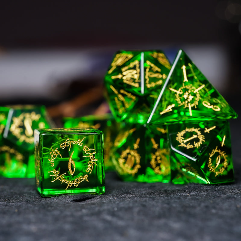 Green Crystal DnD dice set, Luxury with attractive designs