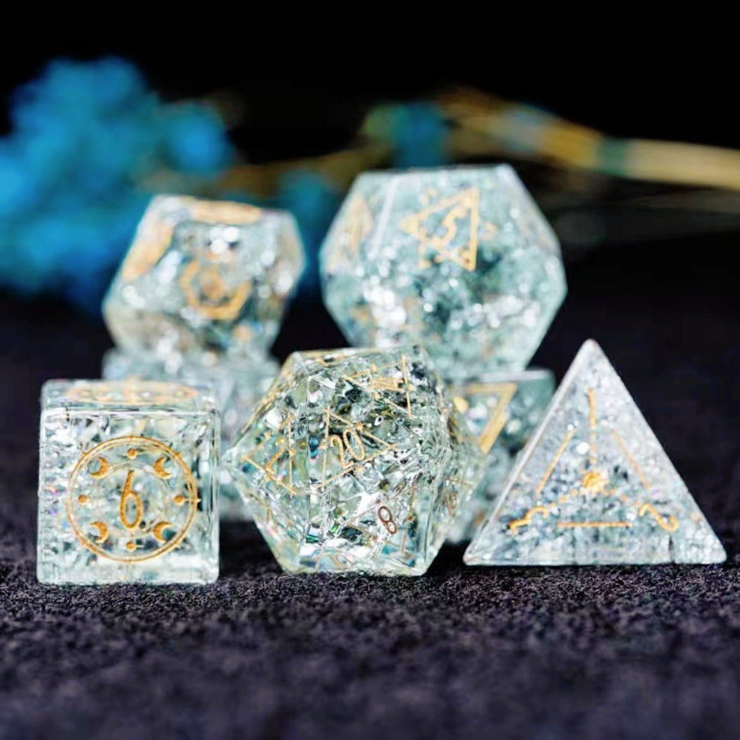 Crystal DnD dice set, Luxury with attractive designs