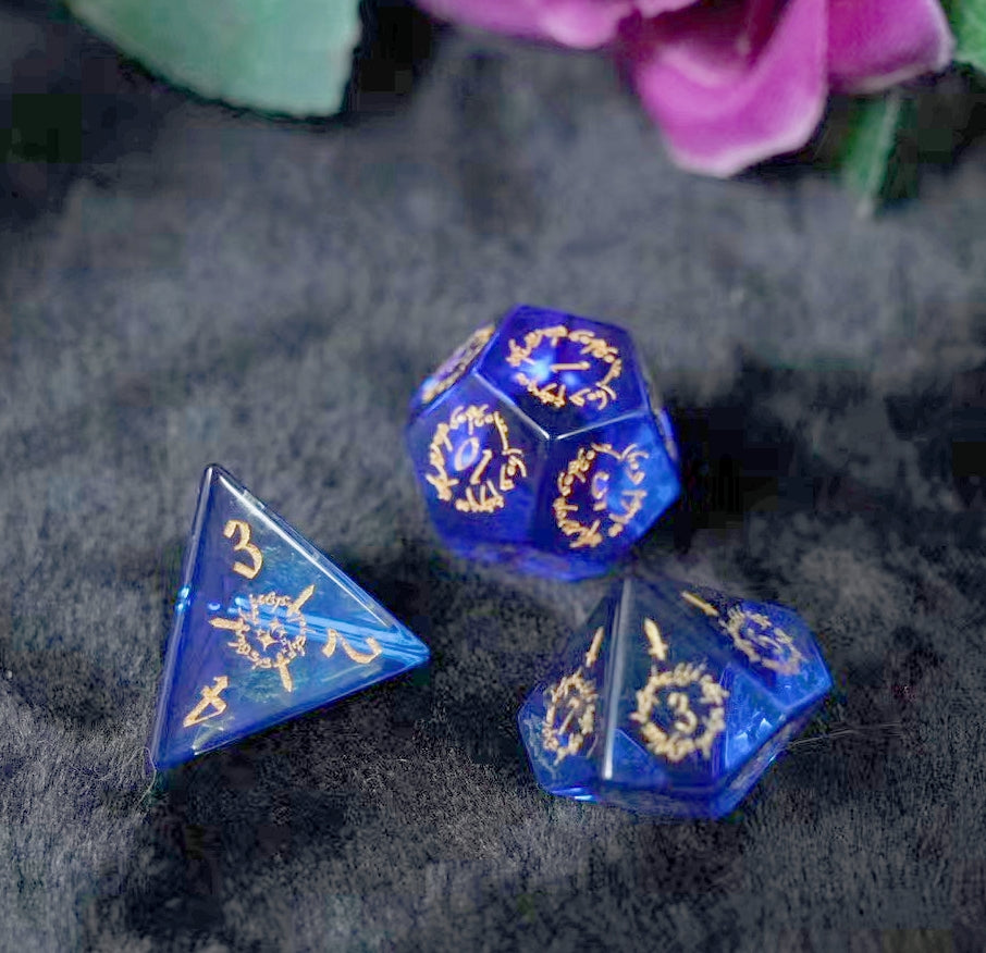 Sea Blue Crystal DnD dice set, Luxury with attractive designs