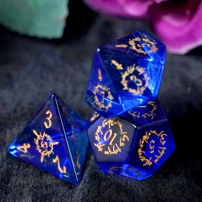 Sea Blue Crystal DnD dice set, Luxury with attractive designs
