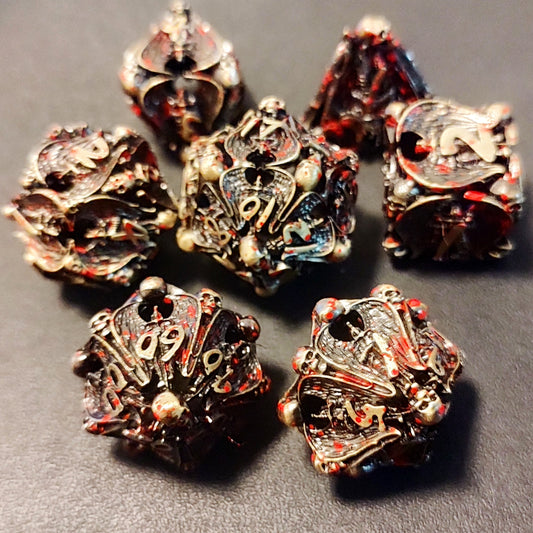 Hollow Metal D&D dice set, blooding Angel design