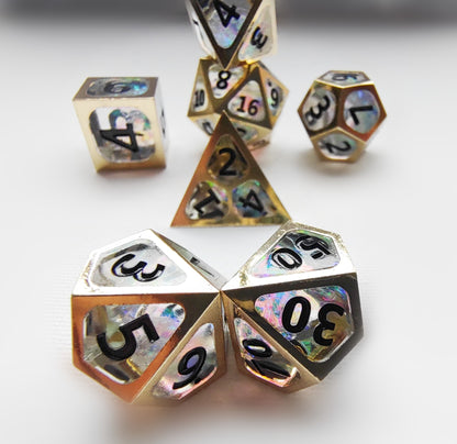 Copper Framed Dnd Dice set Transparent