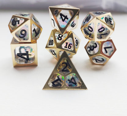 Copper Framed Dnd Dice set Transparent