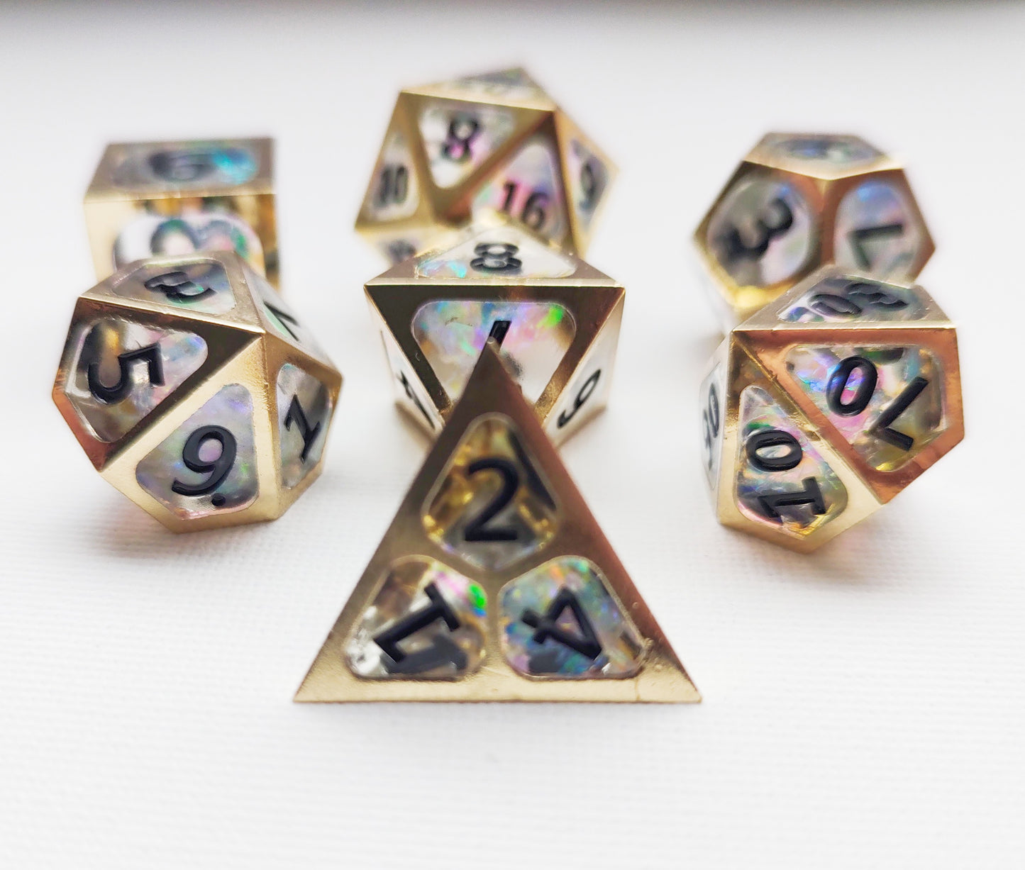 Copper Framed Dnd Dice set Transparent