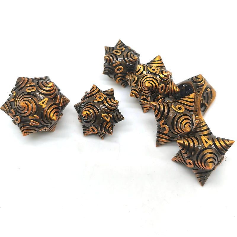 Hollow Metal D&D dice set, Spiral Design