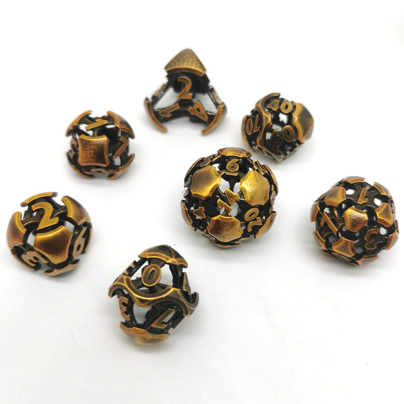 Hollow Metal D&D dice set, football Design