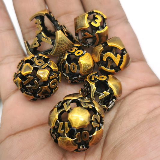 Hollow Metal D&D dice set, football Design