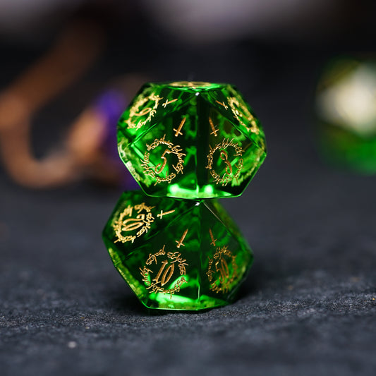 Green Crystal DnD dice set, Luxury with attractive designs