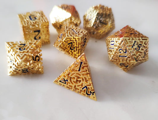 Hollow Metal D&D dice set, puzzle Design