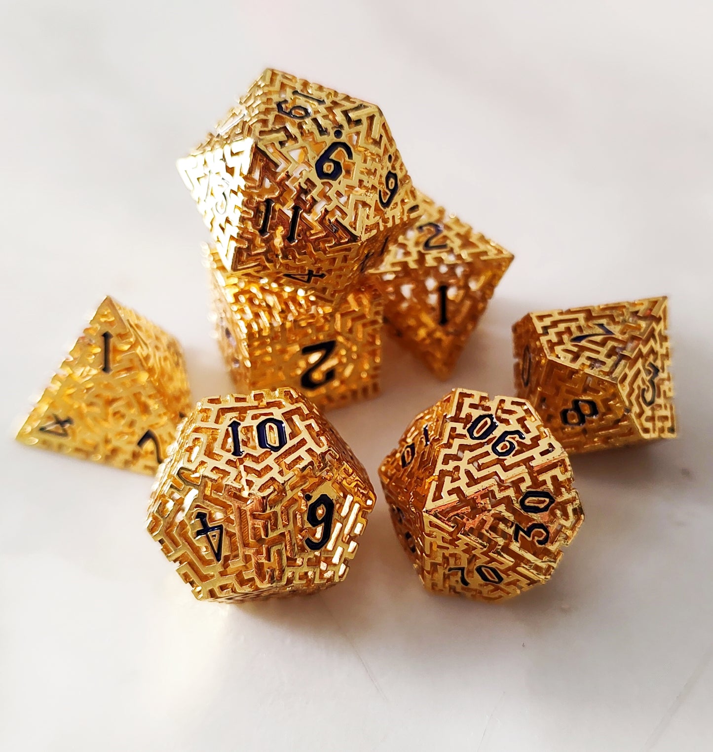 Hollow Metal D&D dice set, puzzle Design