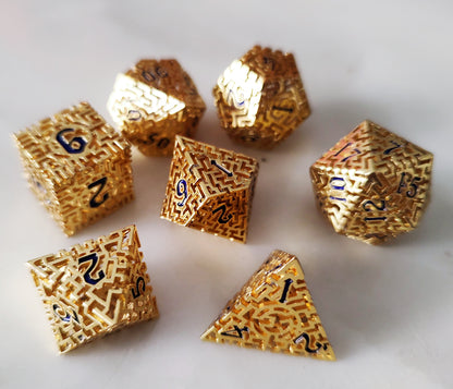 Hollow Metal D&D dice set, puzzle Design