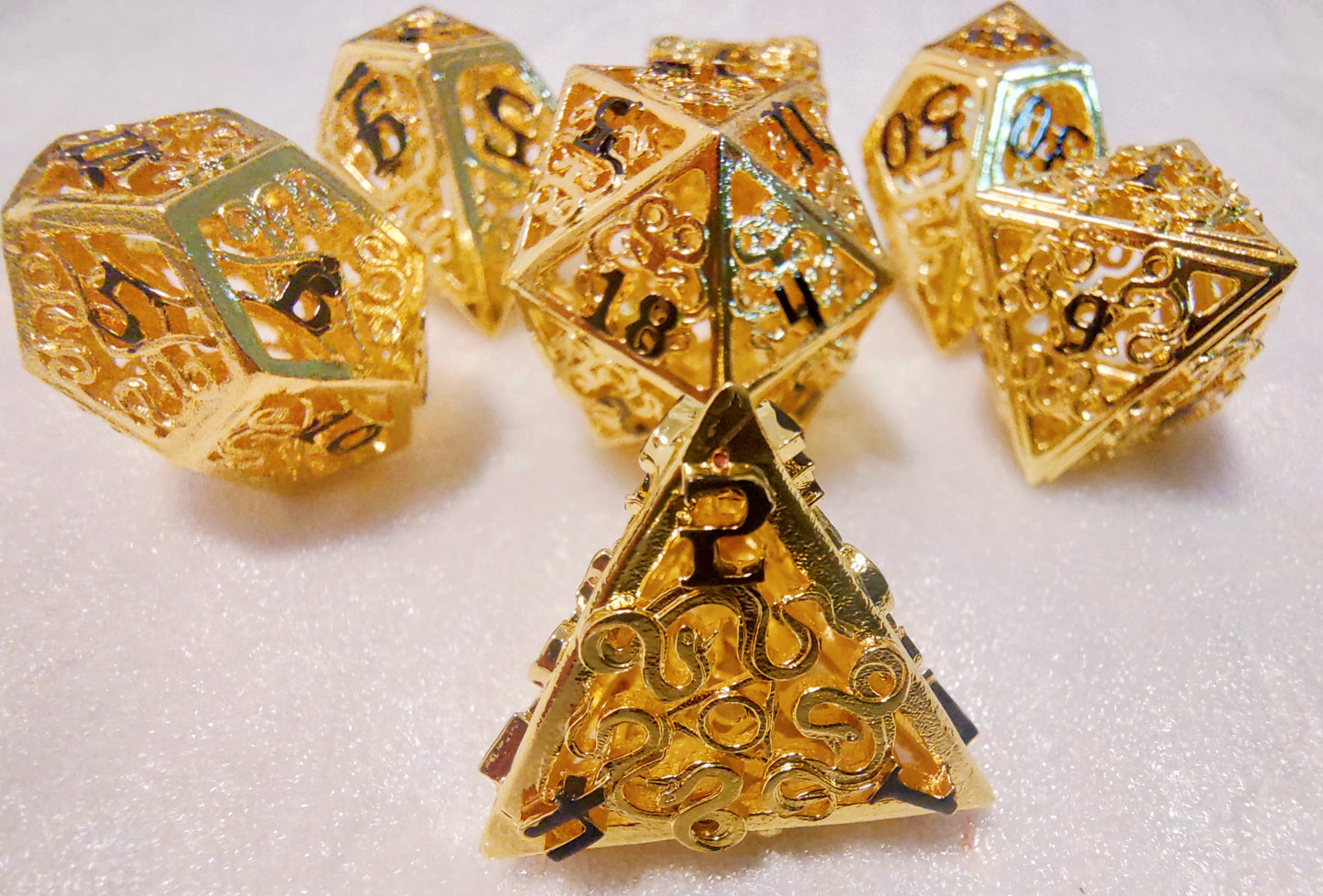 Hollow Metal D&D dice set, Snake Design