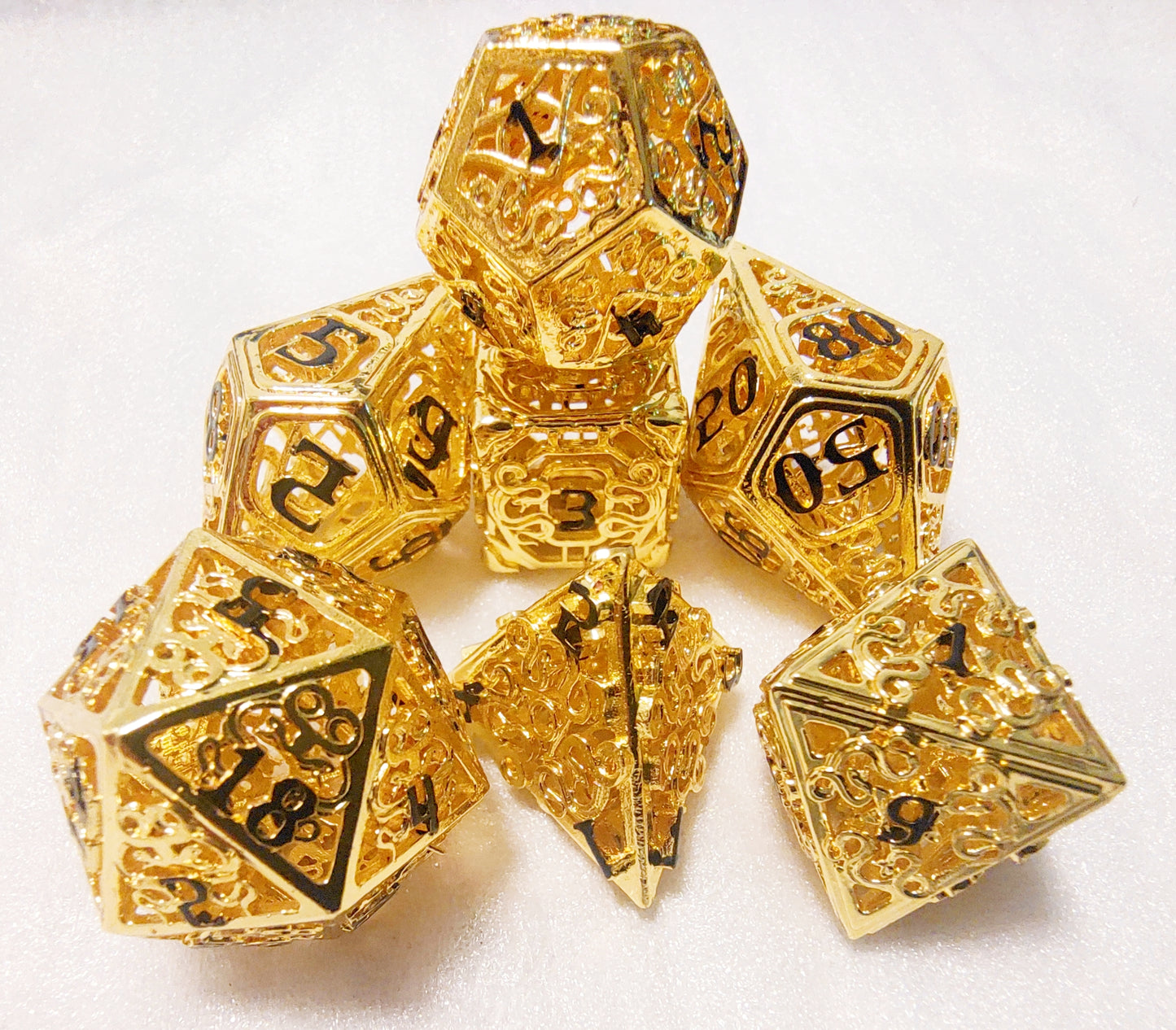 Hollow Metal D&D dice set, Snake Design